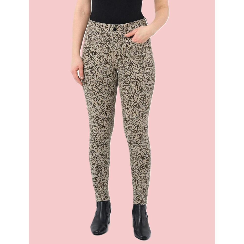 Seven7 Beige Leopard Print Tummyless Skinny Jeans Womens Size 6 NEW! NWT!